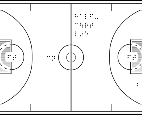 Illustration of a basketball court