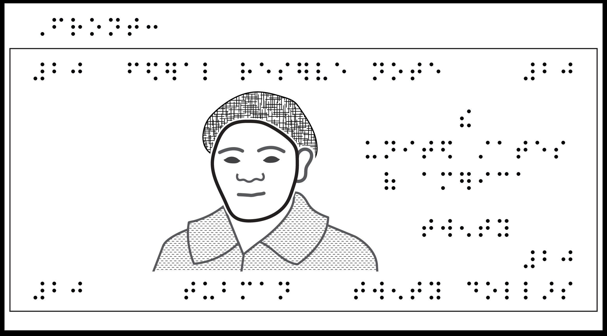 Digital illustration of $20 bill with braille labels