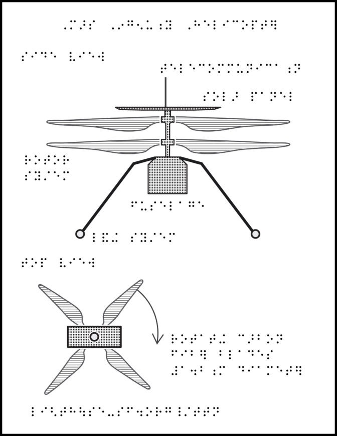 Mars helicopter tactile graphic