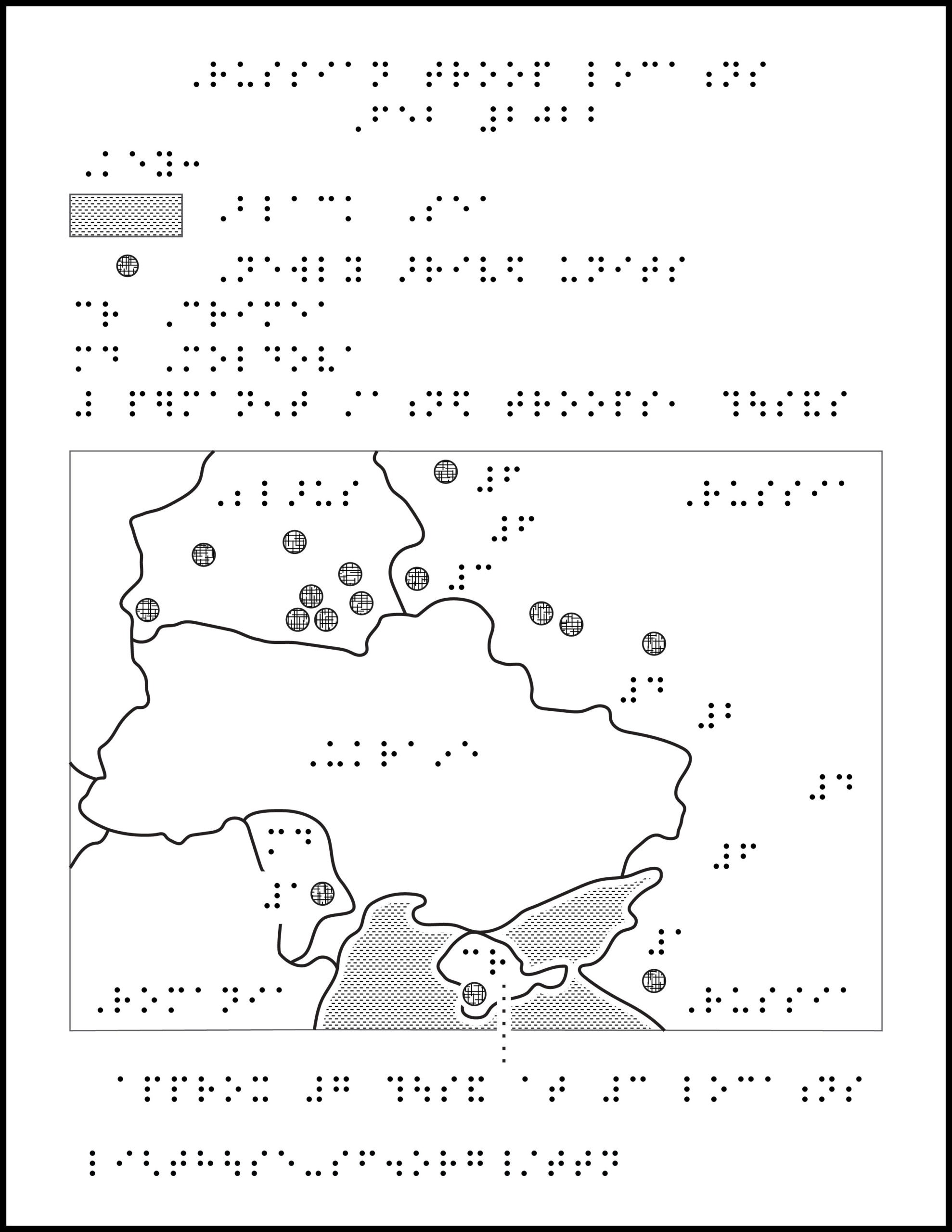 Map of Ukraine with symbols